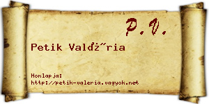 Petik Valéria névjegykártya